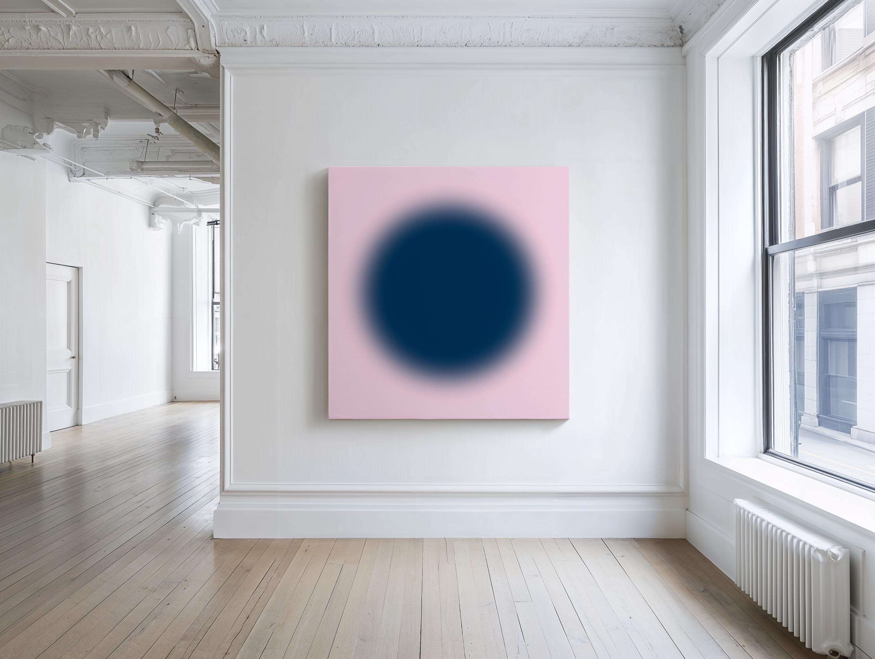 Pink Navy Abstract Circle Gradient Art Print, Modern Minimal Wall Decor