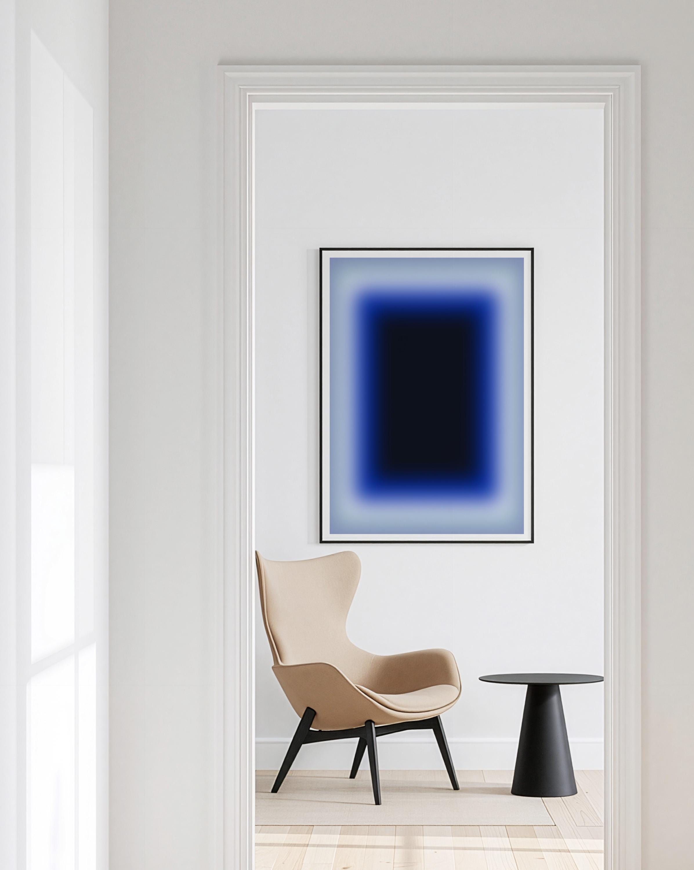 Blue Gradient Art Print, Navy Cobalt Abstract Poster, Modern Wall Decor