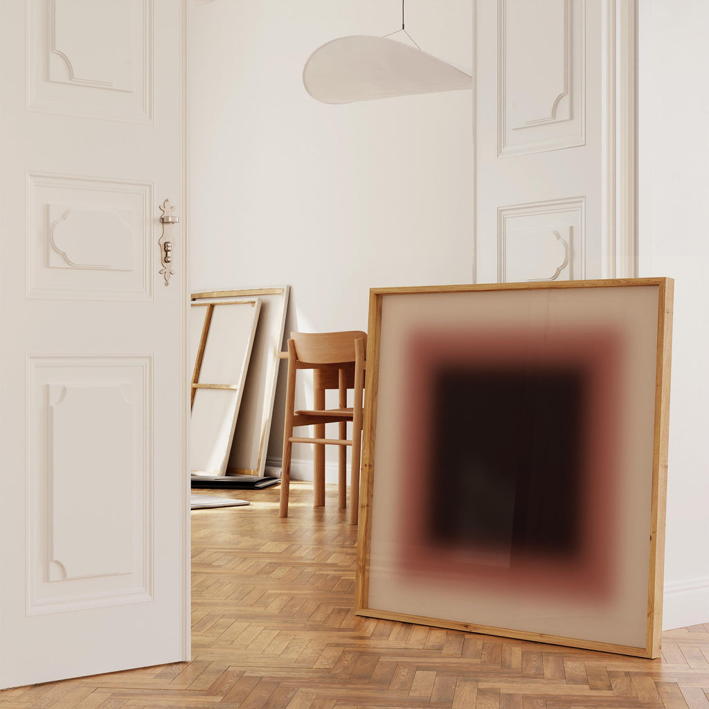Mocha Brown Gradient Square Art Print, Neutral Contemporary Wall Decor