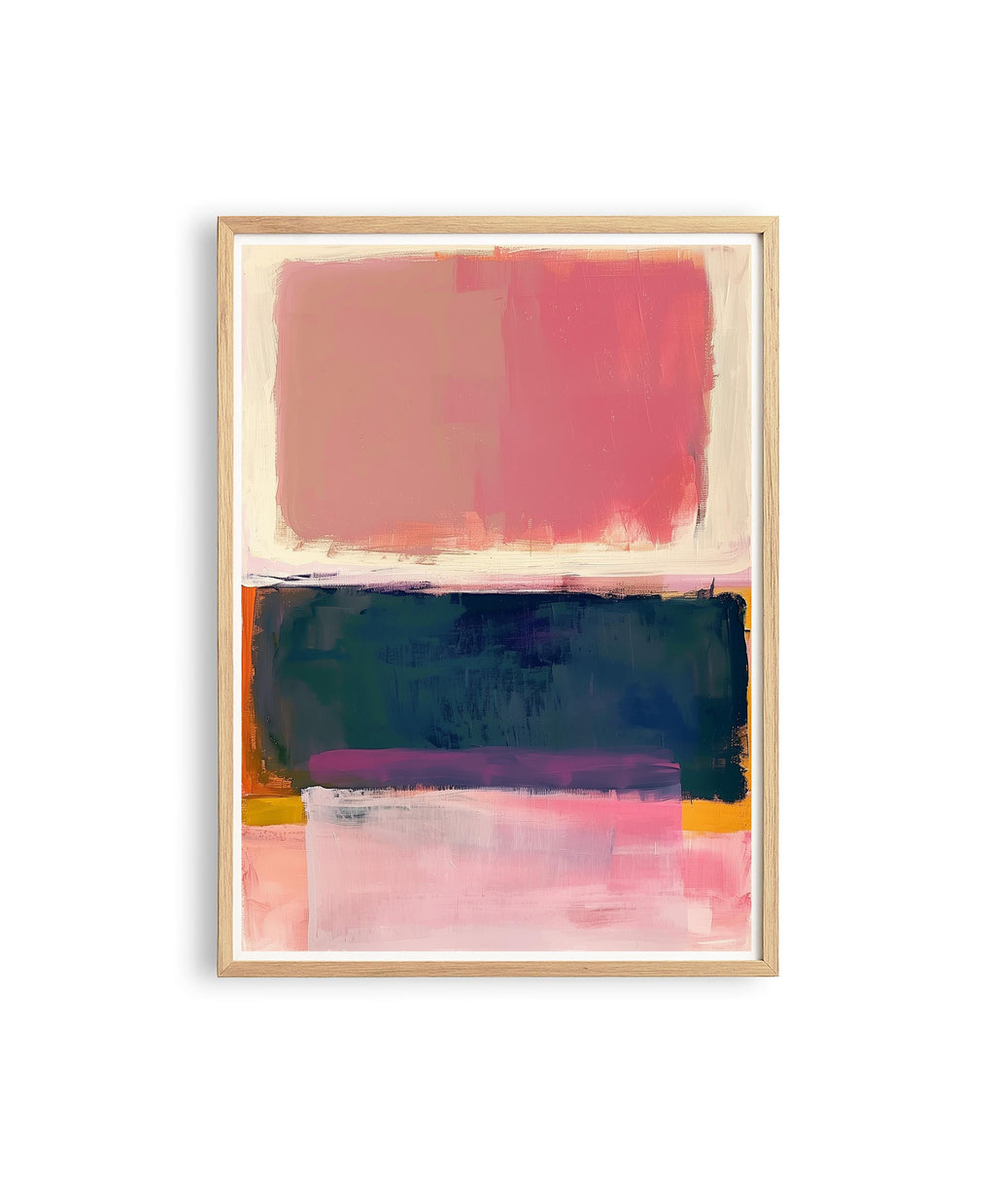 Pink Abstract Painting Print, Textured Brushstroke Wall Art, Modern Color Block Decor