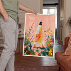 Jesus Walking Through Flowers Print, Christian Wall Art, Faith Inspired Floral Painting, Bible Decor Printable Wall Art