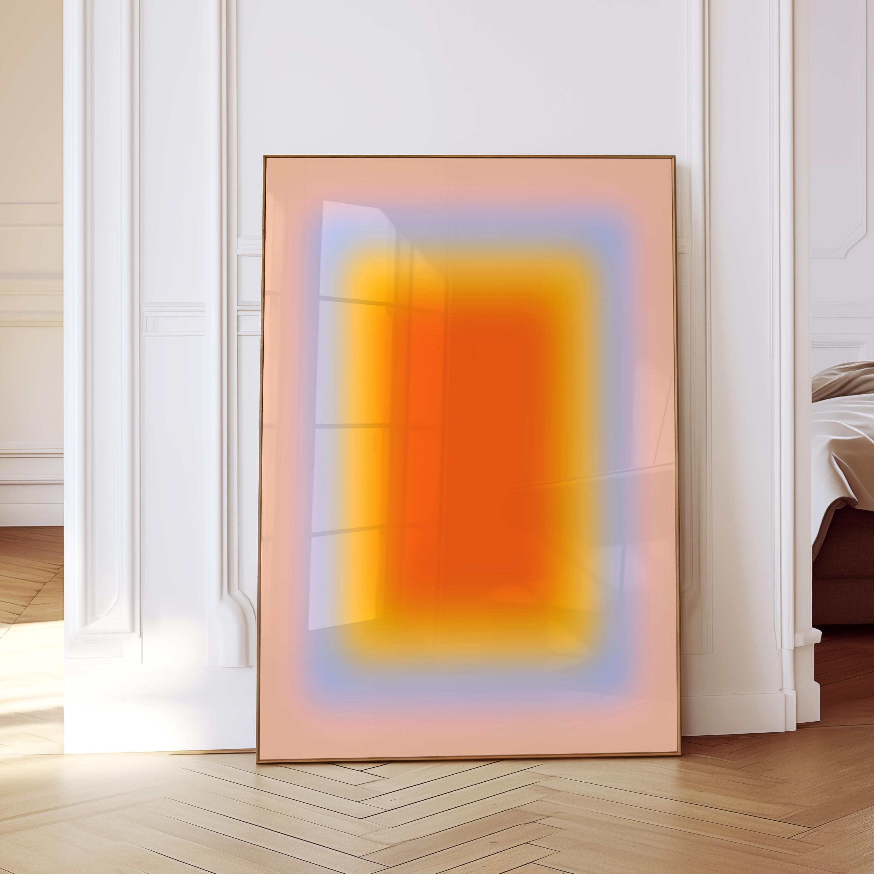 Sunset Wall Art Print, Orange Yellow Gradient, Soft Abstract Room Decor