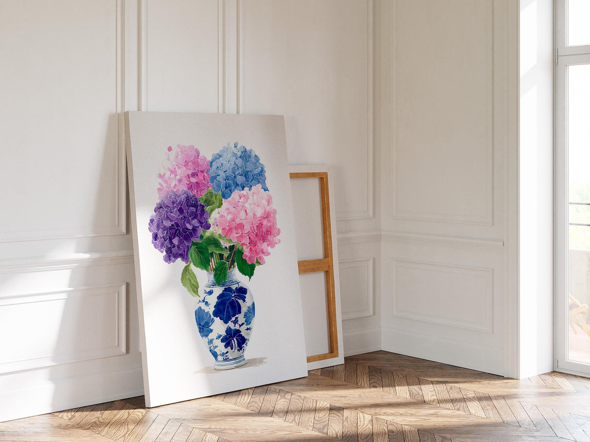 Hydrangea Watercolor Art, Delicate Floral Print for Bathroom or Bedroom