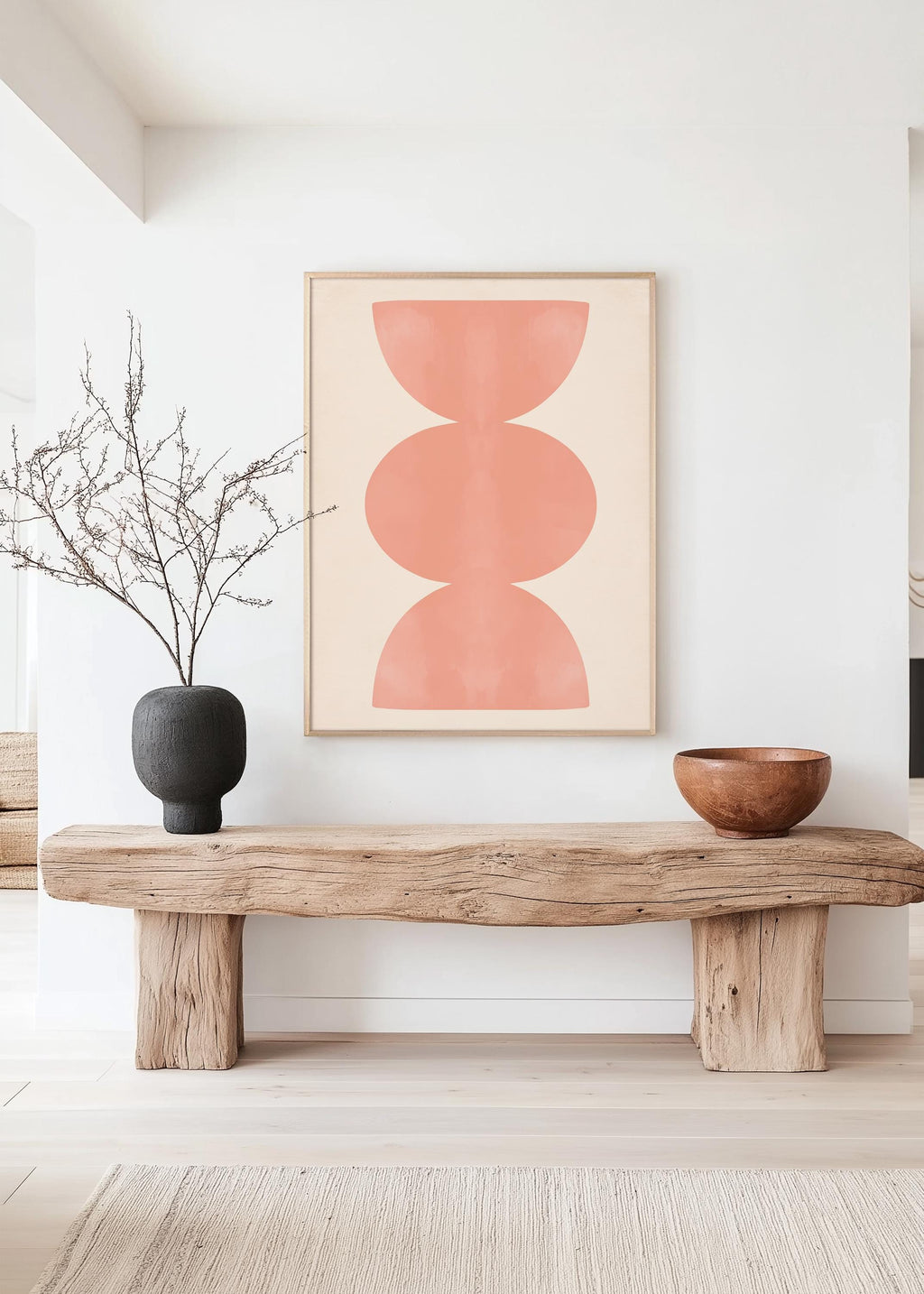 Peach Wall Art Print, Minimalist Geometric Abstract, Soft Modern Decor