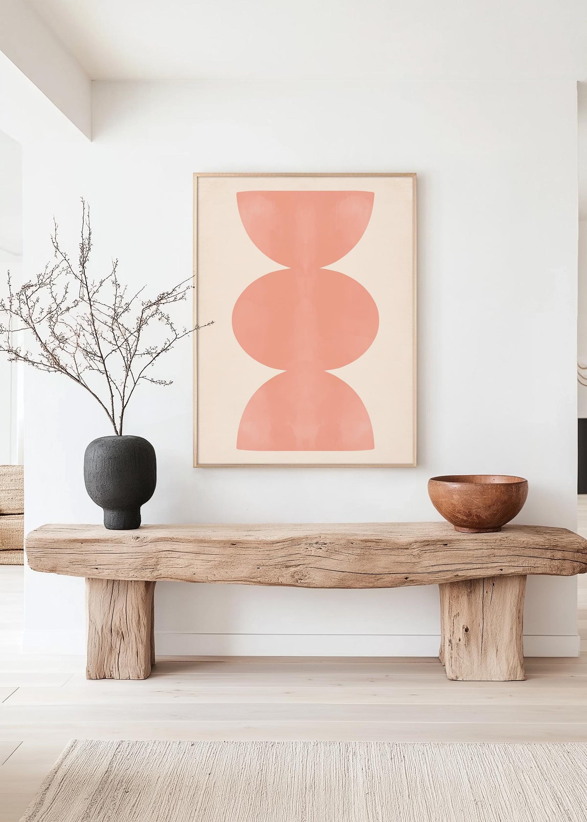 Peach Wall Art Print, Minimalist Geometric Abstract, Soft Modern Decor