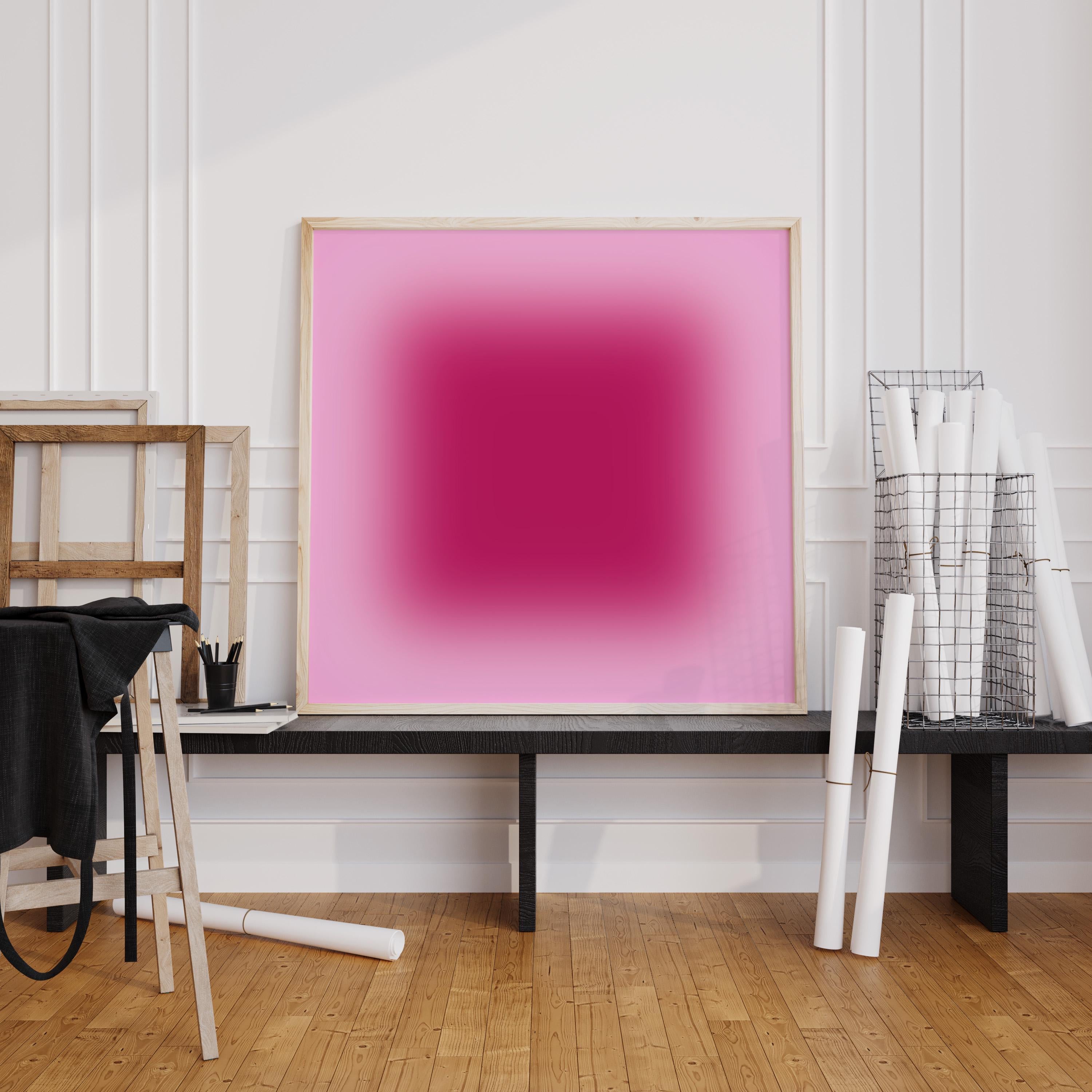 Pink Abstract Wall Art, Minimalist Magenta Ombre Canvas Home Decor, Large Canvas Art