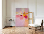 Pink Peach Abstract Landscape Art Print, Modern Pastel Wall Decor Print