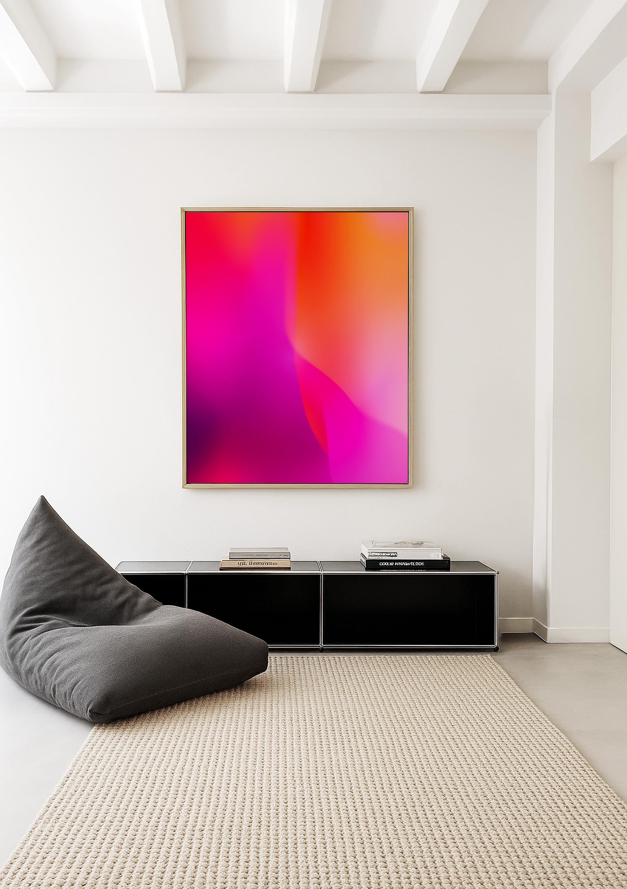 Neon Purple Gradient Wall Art Printable, Vaporwave Aesthetic Poster, Bold Abstract Modern Decor, Glow Effect