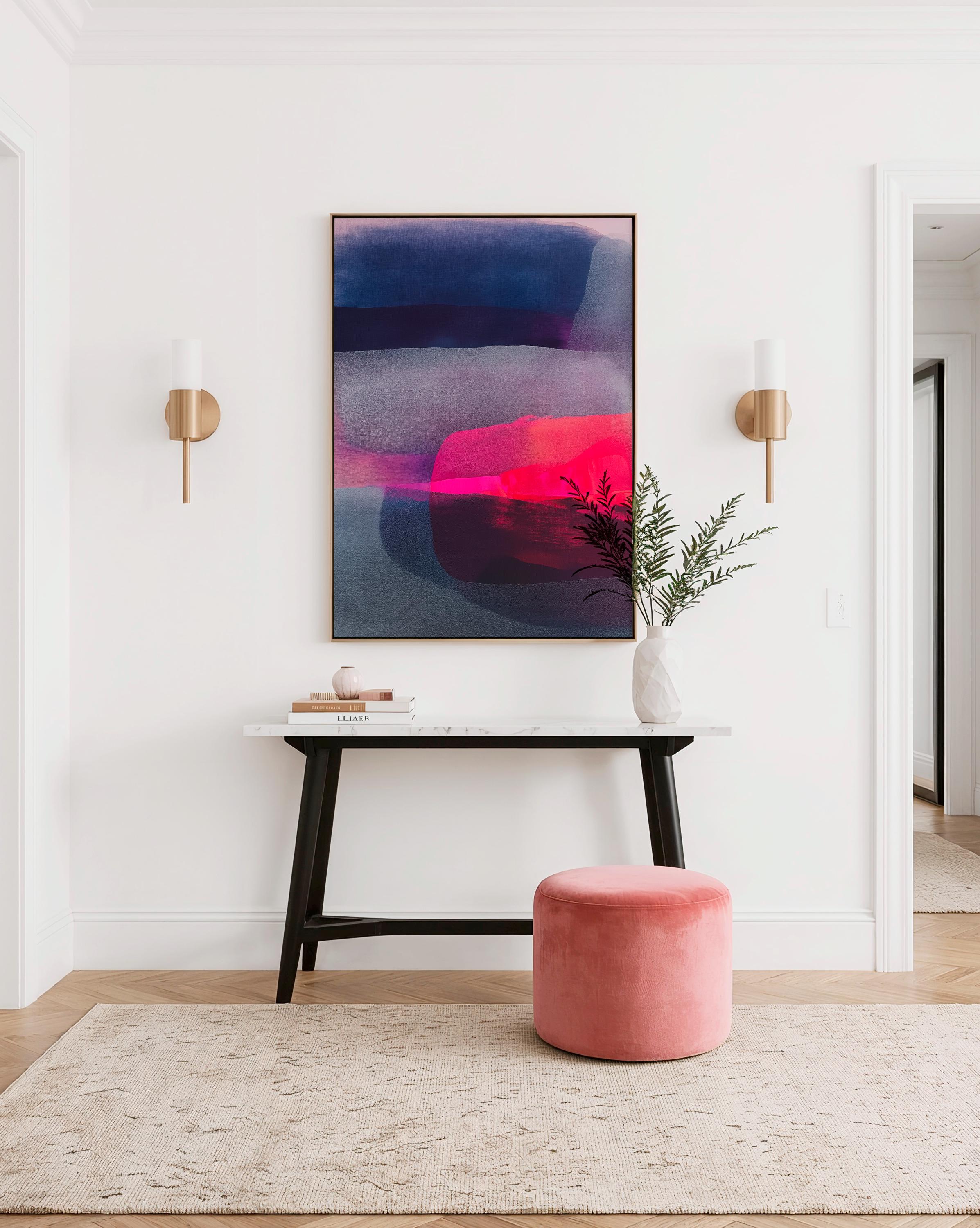 Pink Navy Abstract Art Print