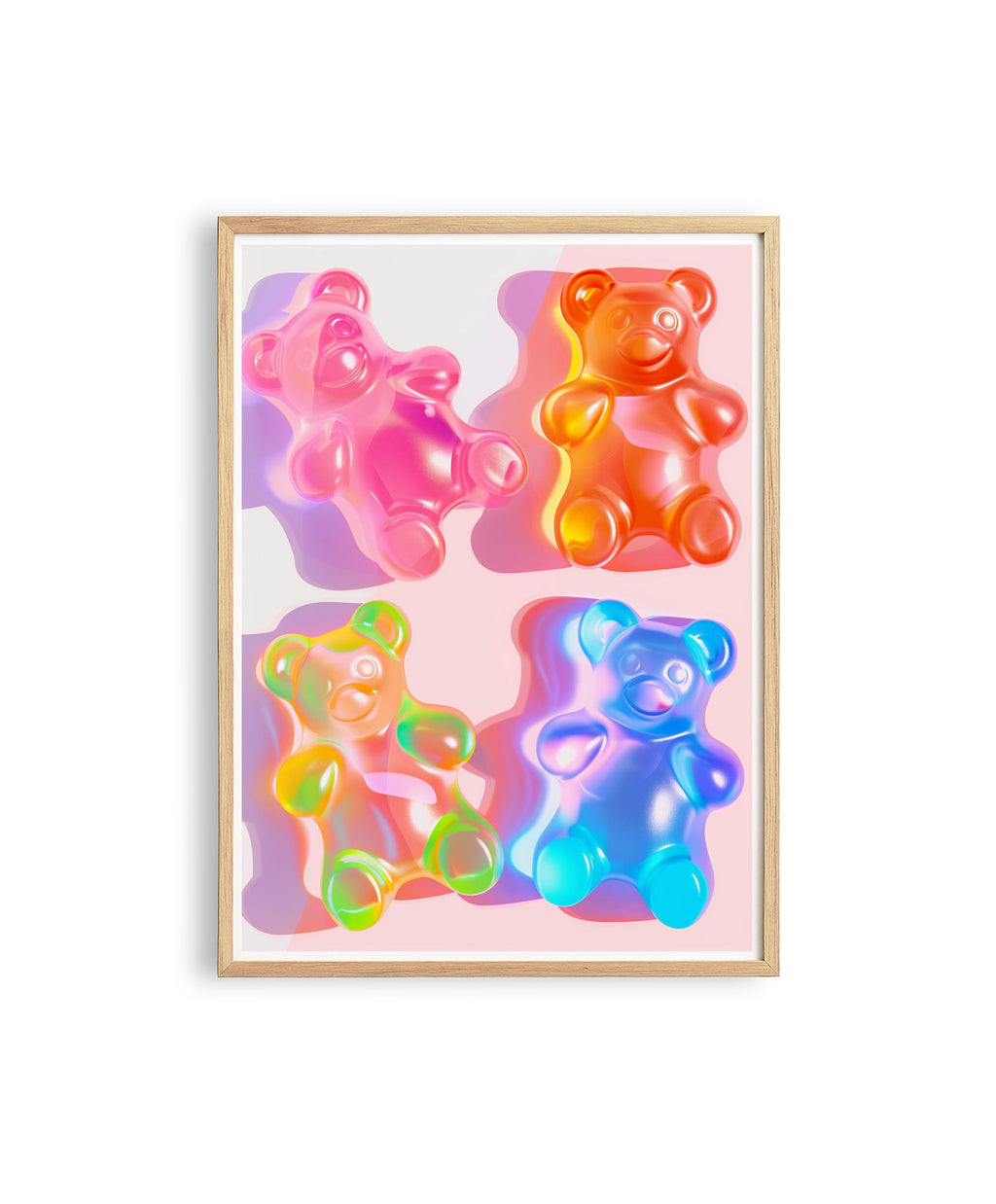 Gummy Bear Wall Art, Neon Pop Art Print, Modern Candy Decor