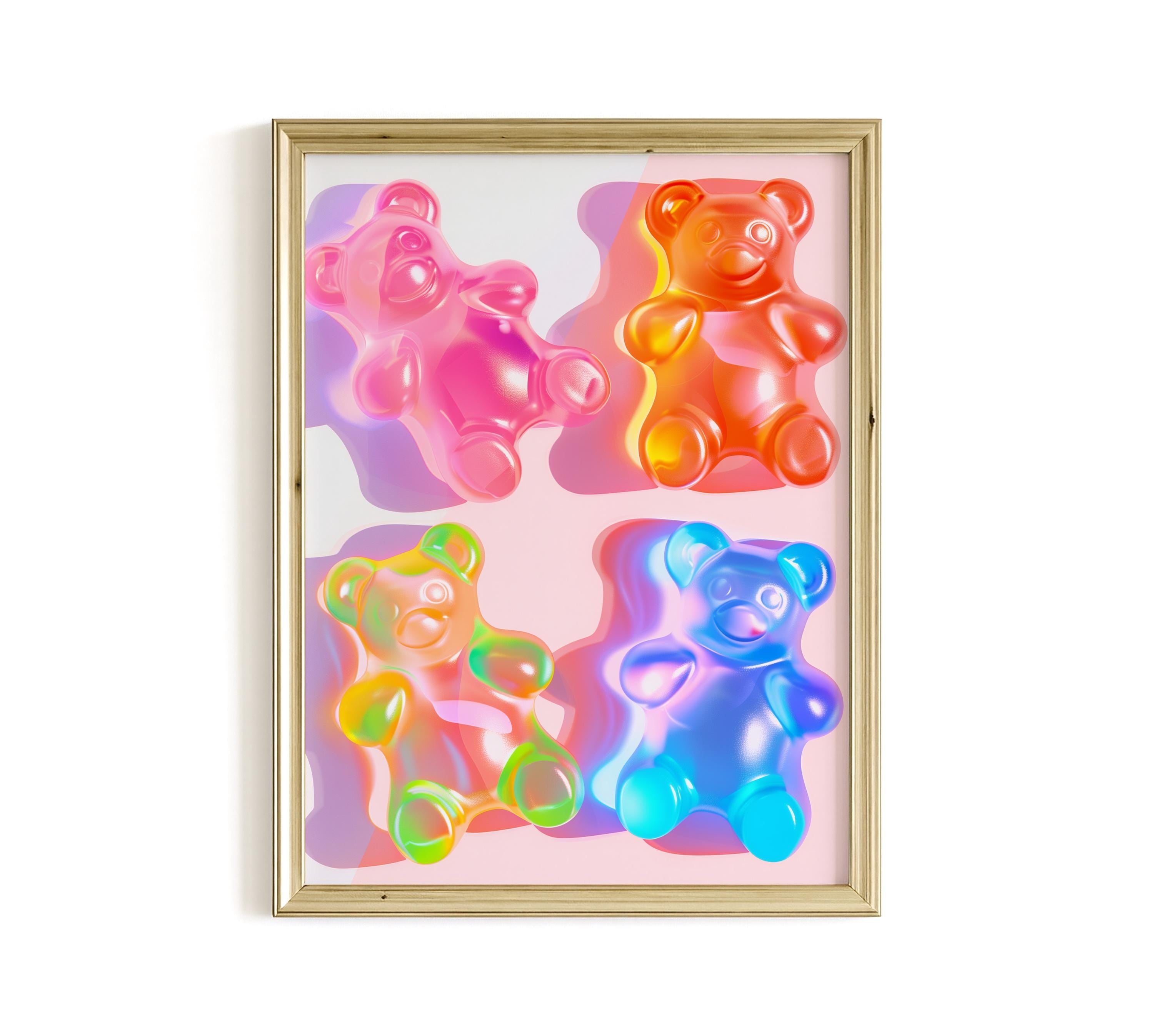Gummy Bear Wall Art, Neon Pop Art Print, Modern Candy Decor