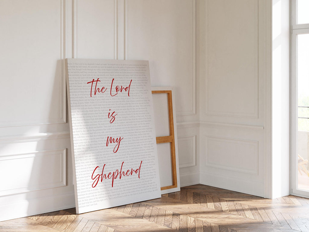 Psalm 23 Print, The Lord Is My Shepherd Wall Art, Christian Bible Verse Decor