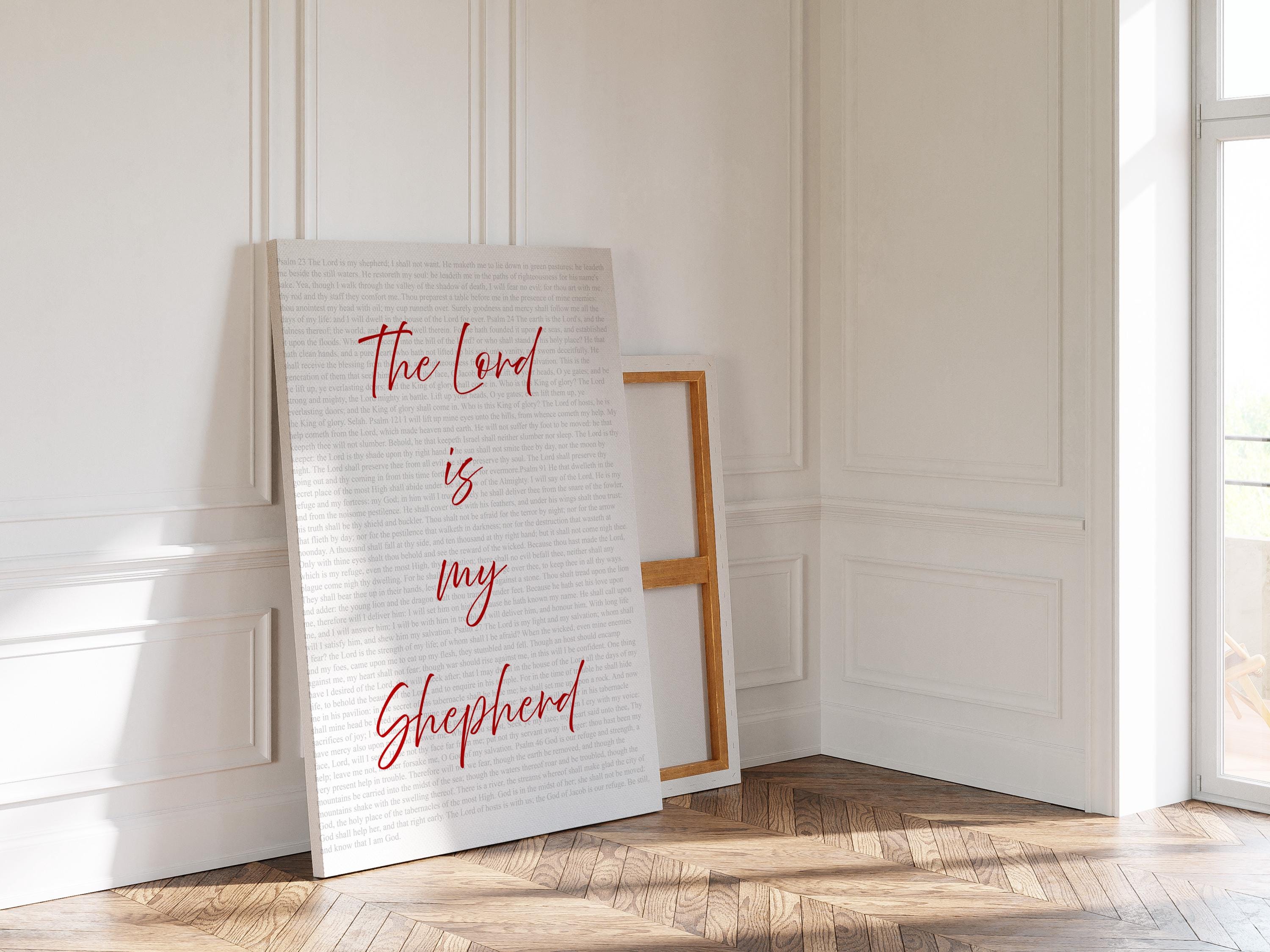 Psalm 23 Print, The Lord Is My Shepherd Wall Art, Christian Bible Verse Decor