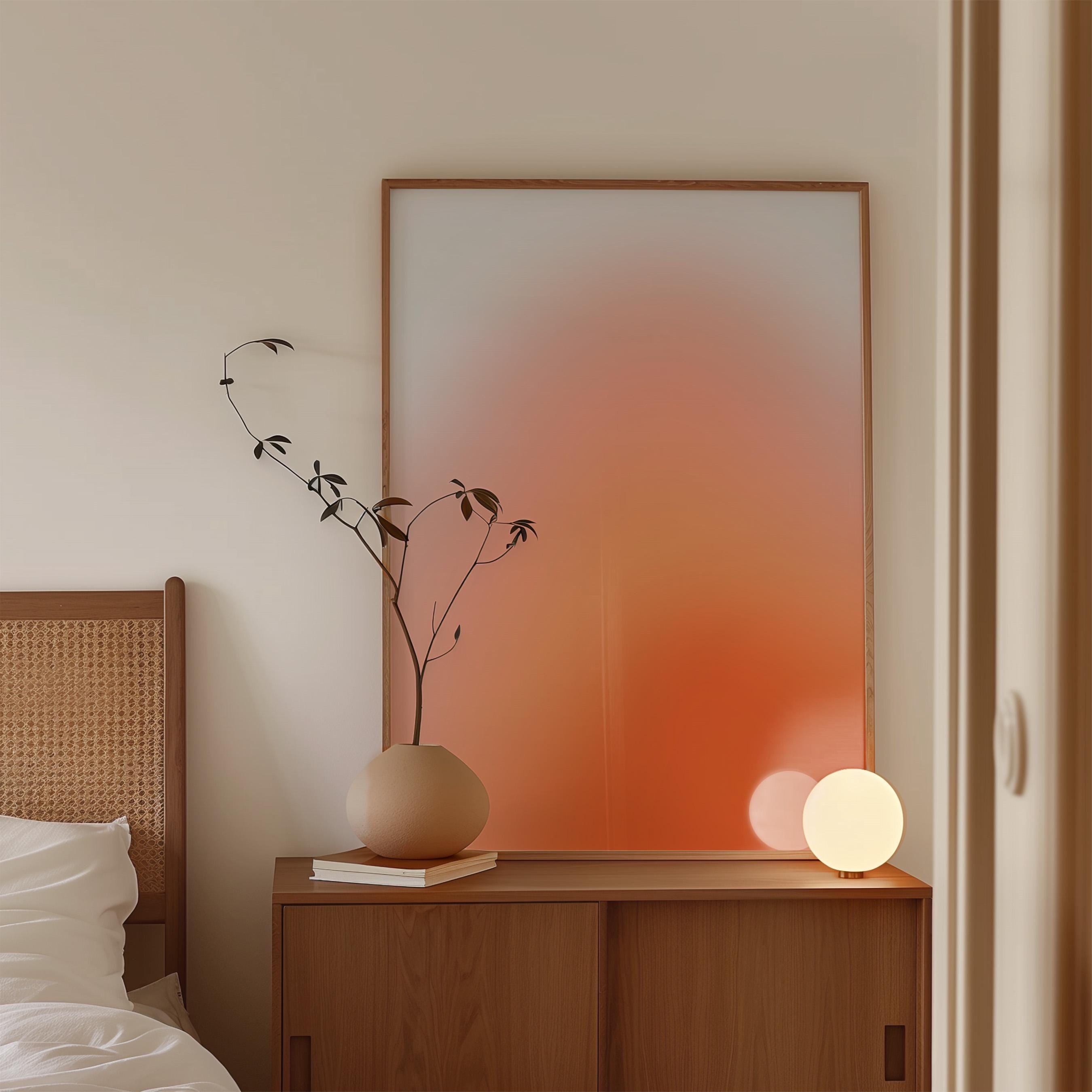 Lilac Peach Sunset Gradient Wall Art, Aura Glow Poster, Dreamy Minimal Abstract Print