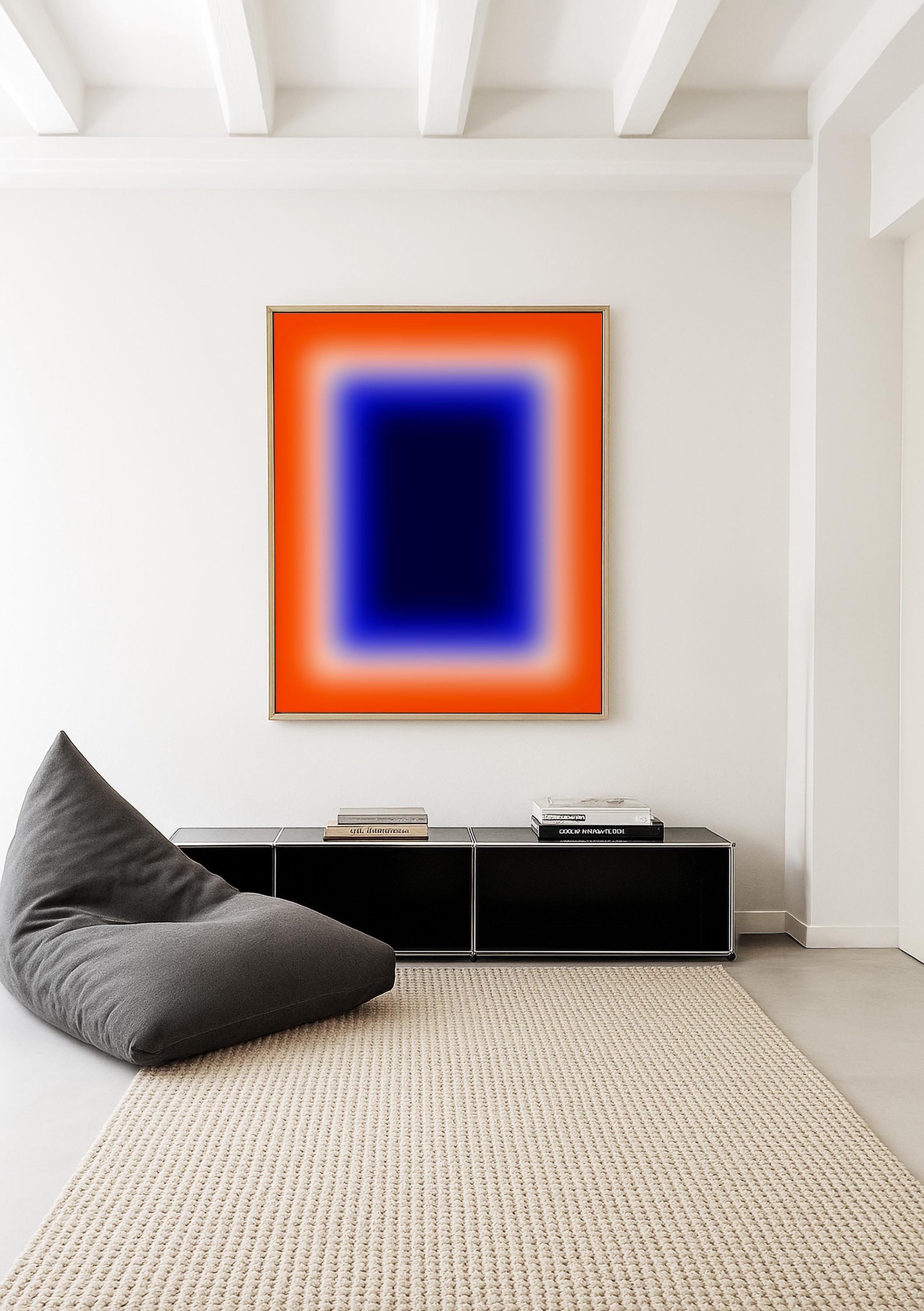 Orange Blue Wall Art Print, Bold Gradient Abstract, Modern Color Field Decor