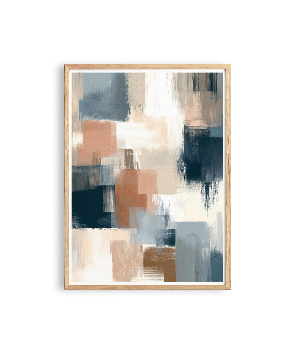 Neutral Abstract Art Print, Modern Brushstroke Wall Art, Beige Blue Color Block Decor
