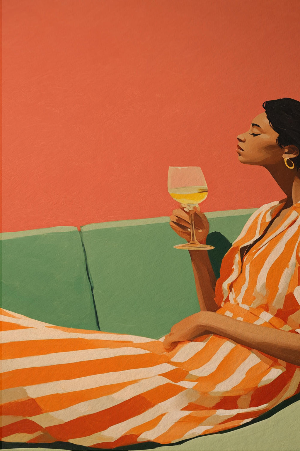 Black Woman Art Print, Afrocentric Wall Art, Orange Wine Poster