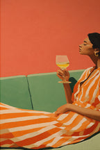 Black Woman Art Print, Afrocentric Wall Art, Orange Wine Poster