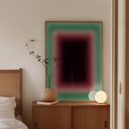 Burgundy Wall Art Print, Teal Green Gradient Abstract, Moody Modern Decor