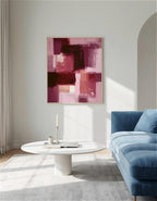 Burgundy Abstract Art Print, Pink Brushstroke Painting, Modern Wall Decor