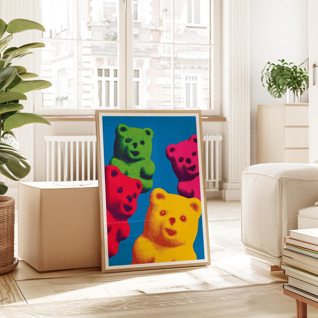 Gummy Bear Pop Art Print, Colorful Candy Wall Art, Bold Modern Wall Decor, Kitsch Poster, Large Statement Art