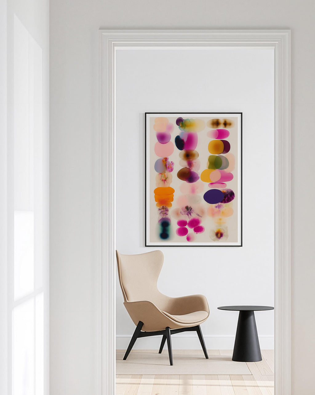 Colorful Abstract Shapes Print, Modern Organic Composition Wall Art