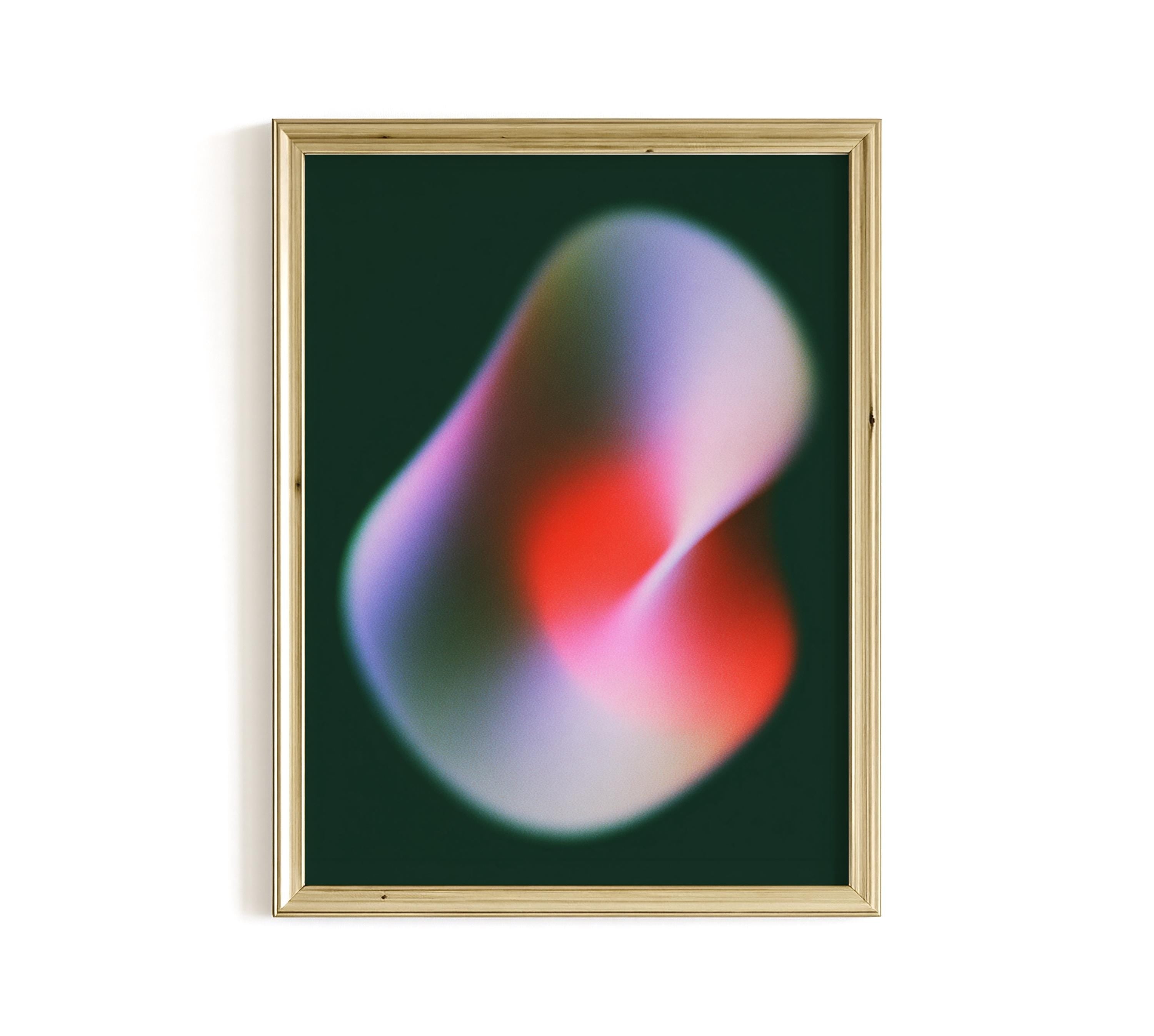 Abstract Blob Art Print, Modern Gradient Poster, Red Green Contemporary Wall Decor