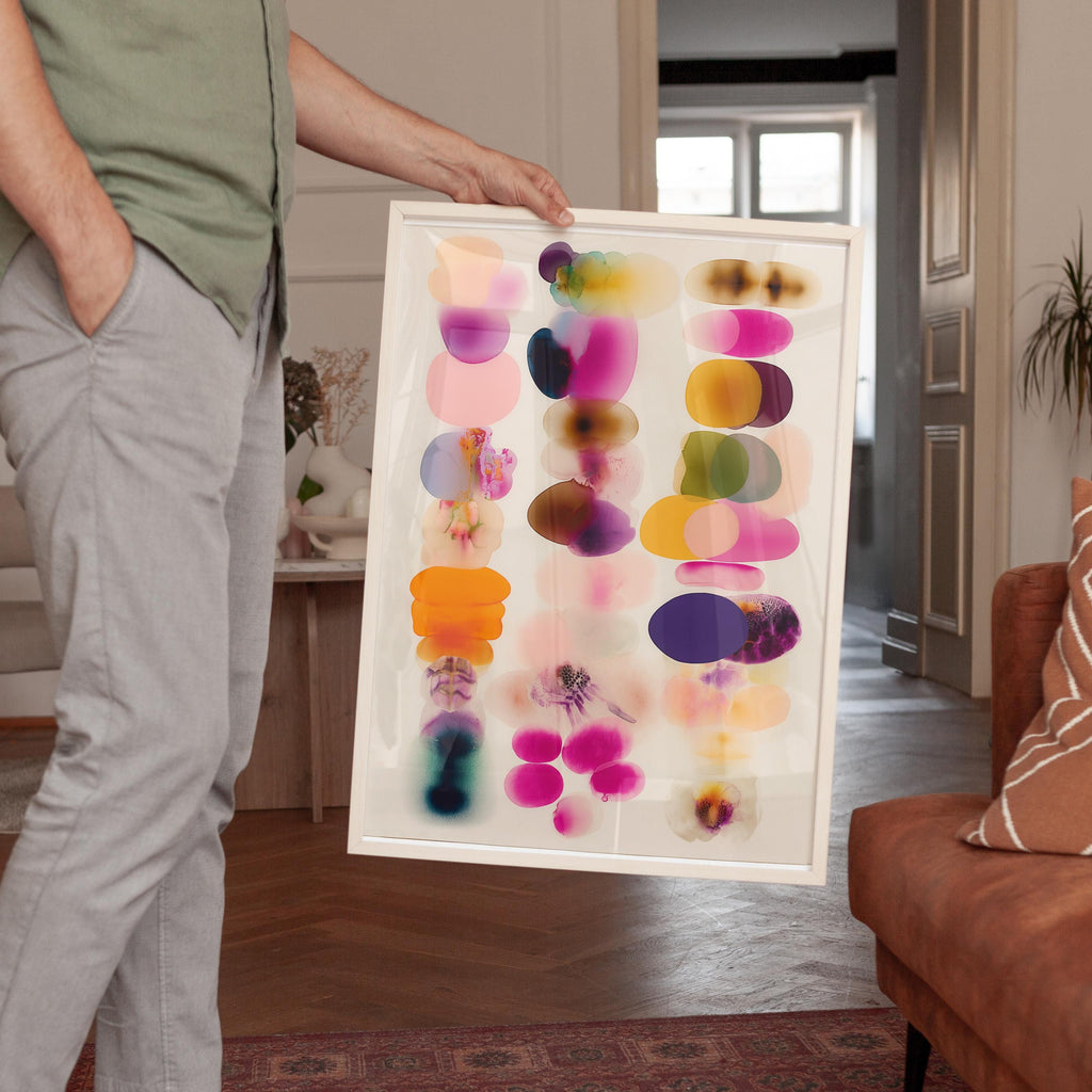 Colorful Abstract Shapes Print, Modern Organic Composition Wall Art