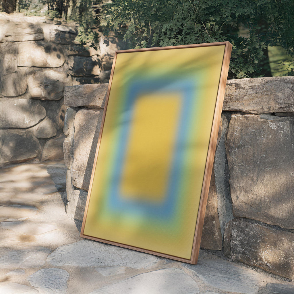 Yellow Gradient Art Print, Blue Green Abstract Poster, Soft Modern Wall Decor