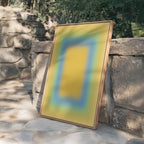 Yellow Gradient Art Print, Blue Green Abstract Poster, Soft Modern Wall Decor