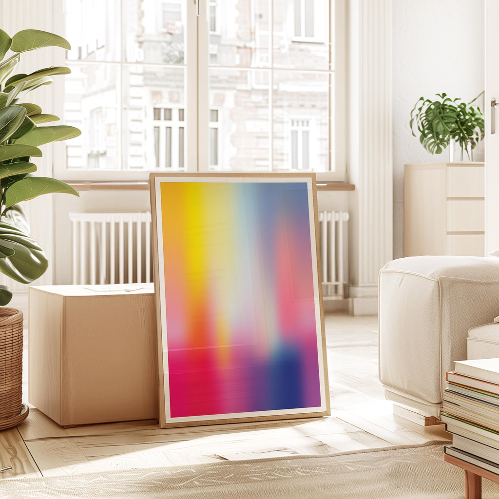 Rainbow Aura Art Print, Colorful Blur Poster, Dreamy Modern Wall Decor