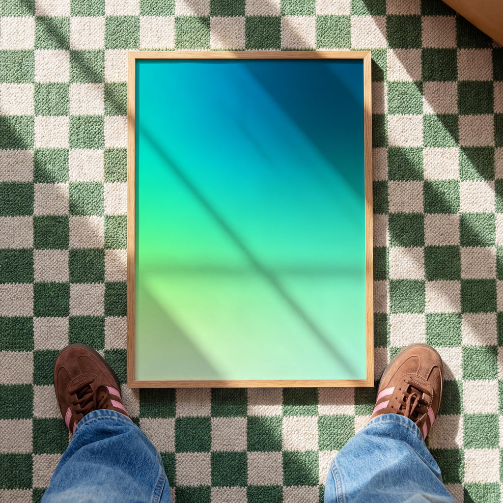 Blue Green Gradient Poster, Minimalist Abstract Print, Modern Color Field Wall Art