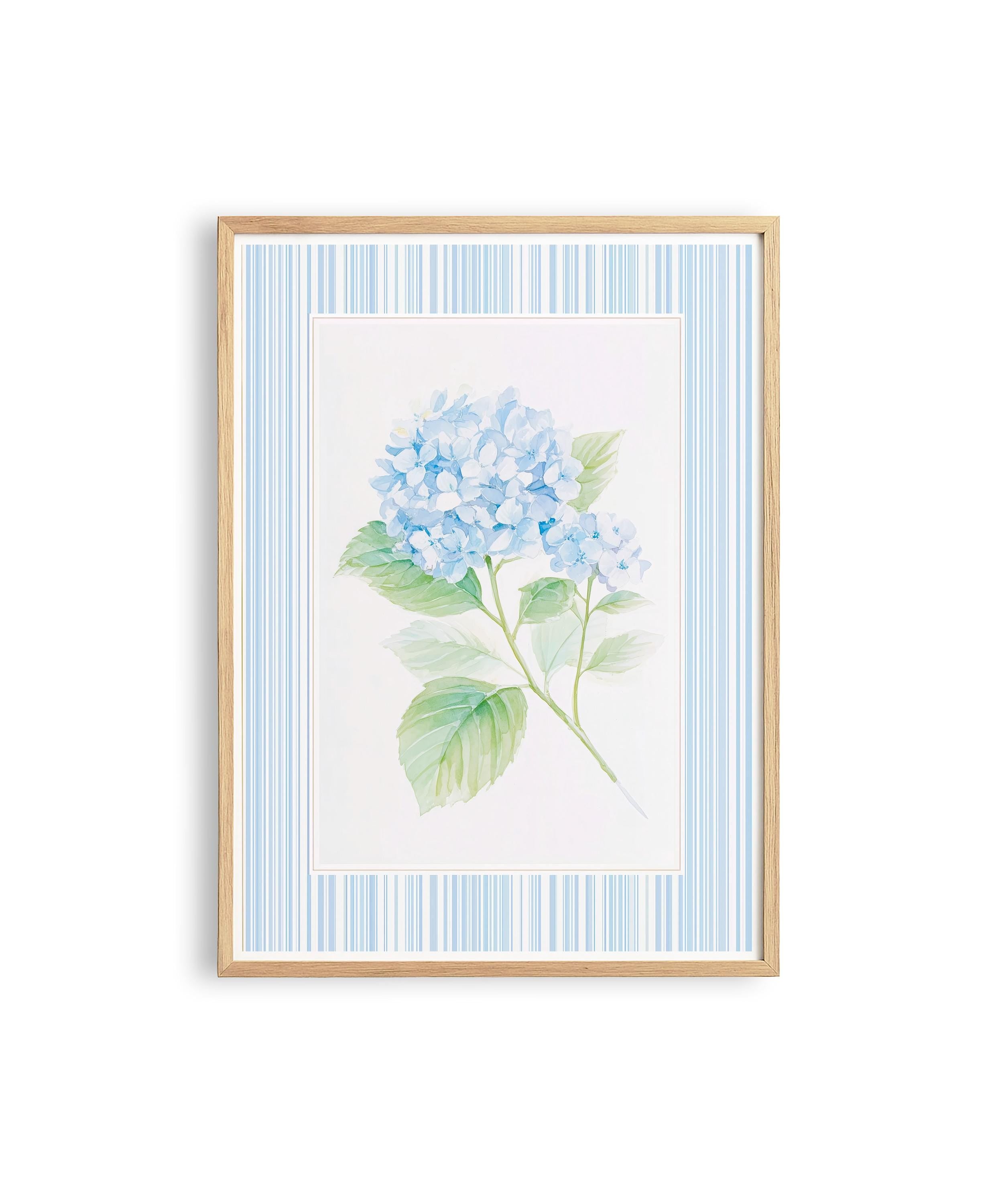 Watercolor Hydrangea Wall Art, Soft Blue Floral Print for Bedroom Decor