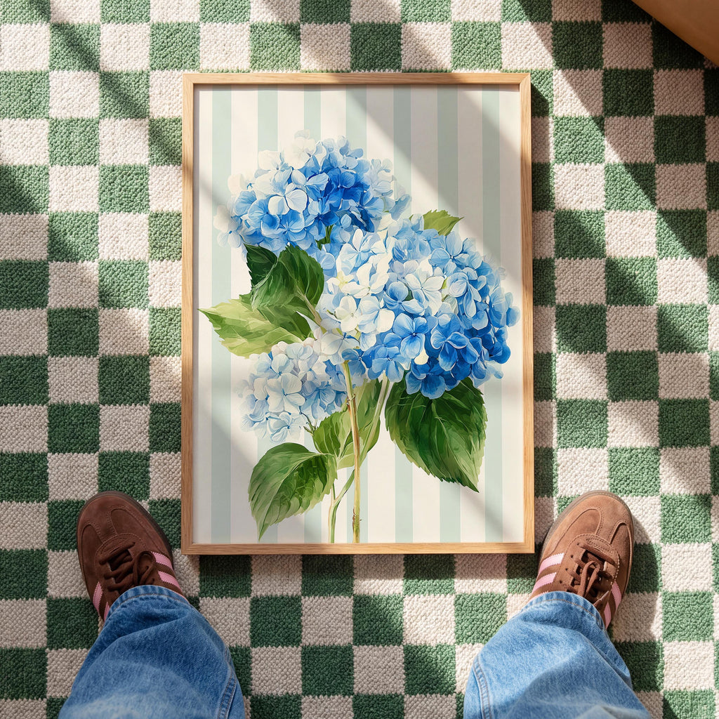 Hydrangea Printable Wall Art, Blue Floral Digital Download for Home Decor