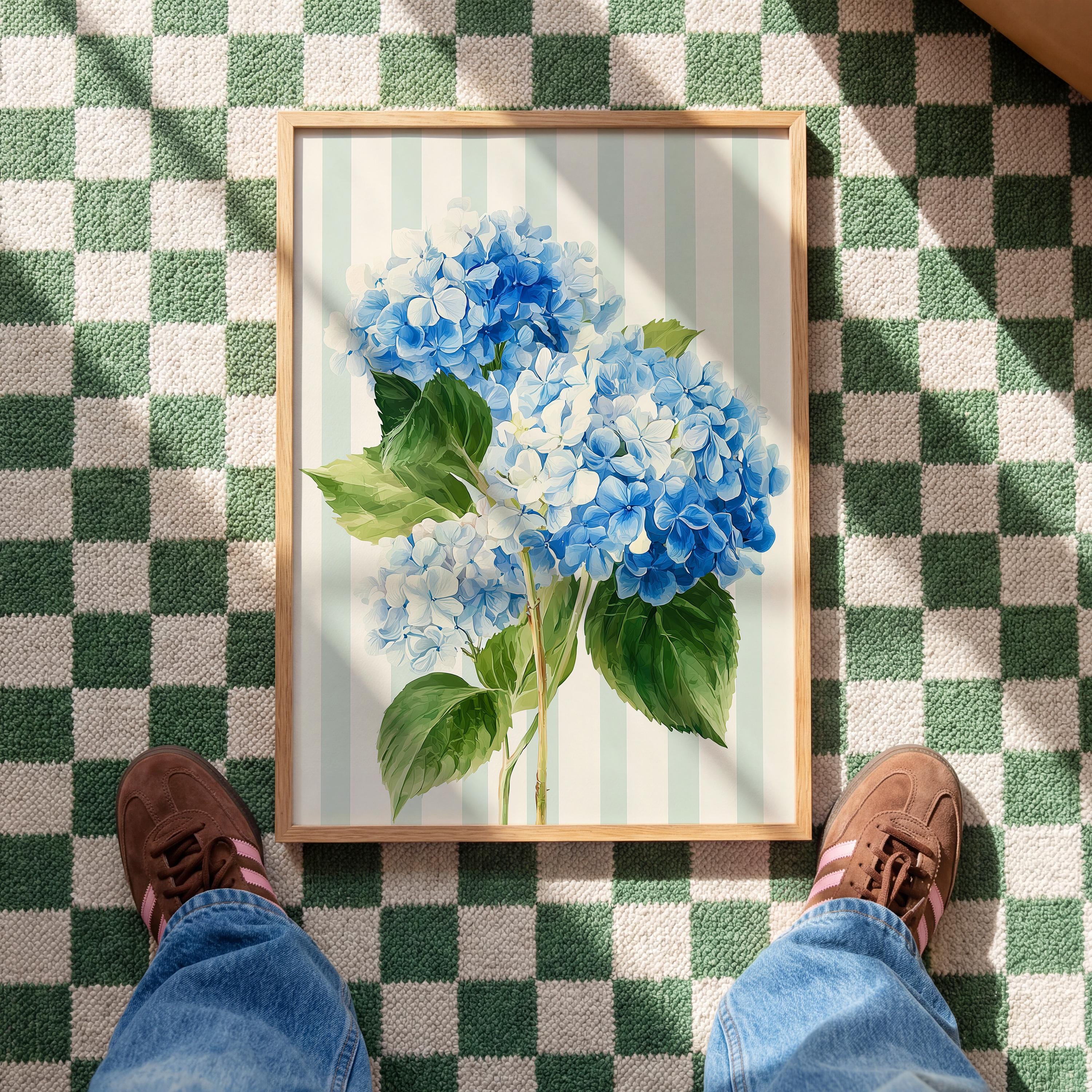 Hydrangea Printable Wall Art, Blue Floral Digital Download for Home Decor