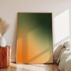 Green Orange Gradient Abstract Wall Art, Modern Minimalist Color Field Poster