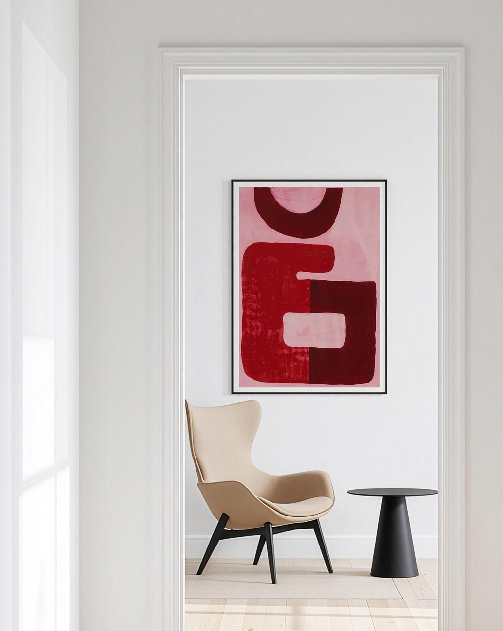 Red Abstract Art Print, Minimal Modern Wall Decor, Bold Graphic Painting
