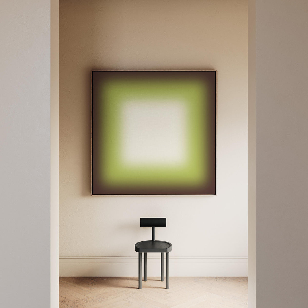 Avocado Green Wall Art, Minimalist Gradient Print, Earthy Framed Wall Art, Square Canvas Print