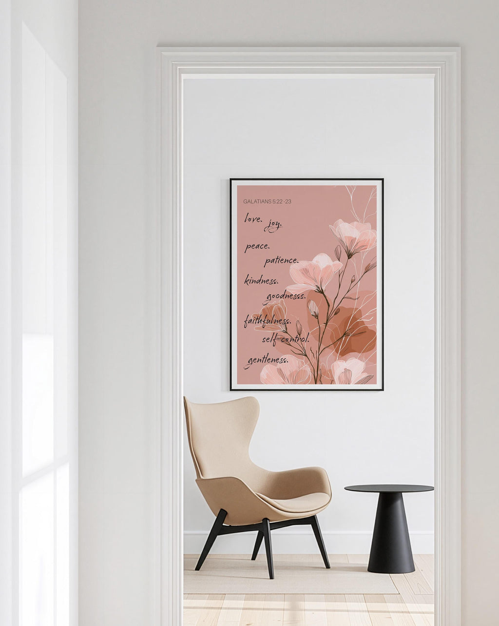 Fruit of the Spirit Wall Art Print, Floral Galatians Poster, Christian Decor