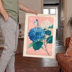 Hydrangea Wall Art Print, Blue Floral Poster, Botanical Flower Decor