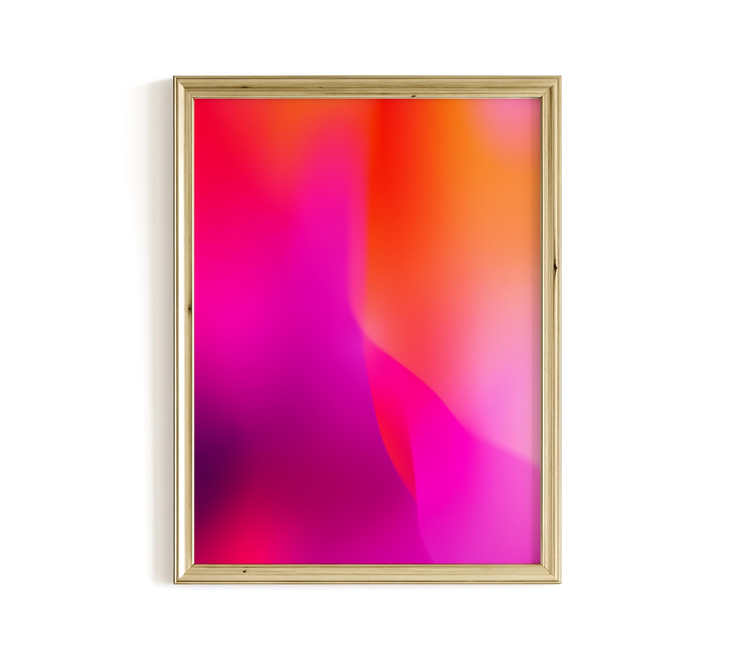 Neon Purple Gradient Wall Art Printable, Vaporwave Aesthetic Poster, Bold Abstract Modern Decor, Glow Effect