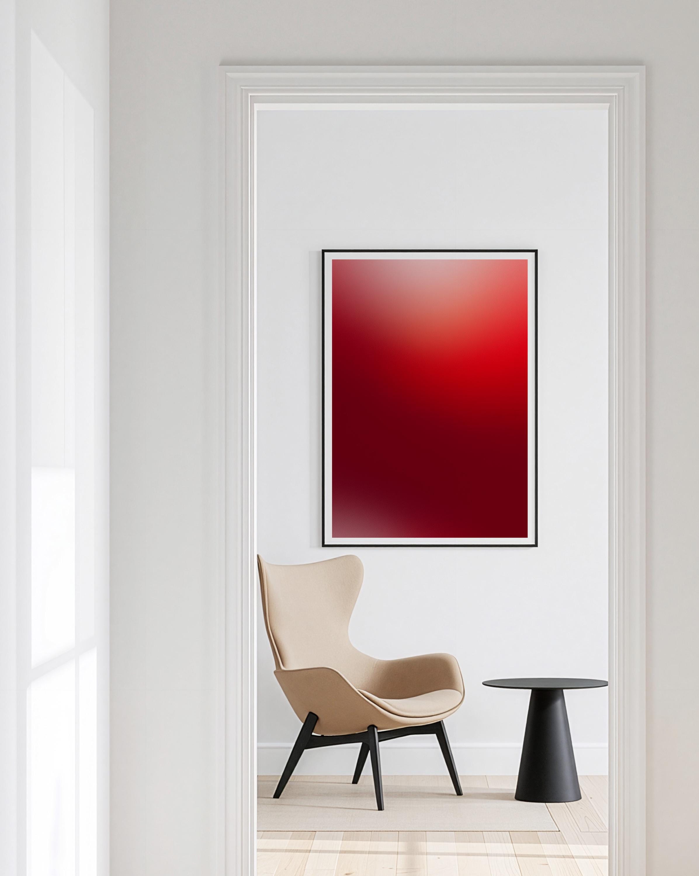 Red Wall Art Printable, Minimalist Abstract Poster, Bold Color Field Print