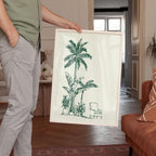 Palm Tree Wall Art Print, Minimal Botanical Line Art, Green Tropical Decor