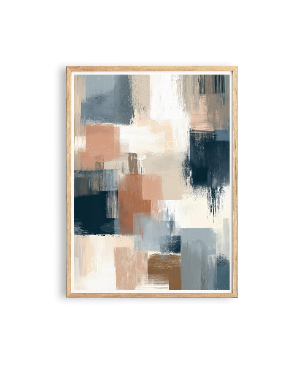 Neutral Abstract Art Print, Modern Brushstroke Wall Art, Beige Blue Color Block Decor