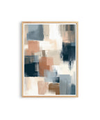 Neutral Abstract Art Print, Modern Brushstroke Wall Art, Beige Blue Color Block Decor