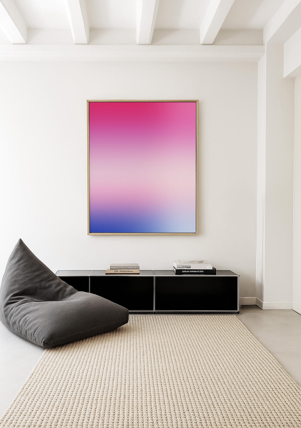 Pink Blue Gradient Wall Art, Minimalist Abstract Print, Modern Bedroom Decor