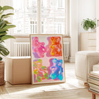 Gummy Bear Wall Art, Neon Pop Art Print, Modern Candy Decor