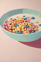 Cereal Wall Art Print, Colorful Breakfast Poster, Pastel Kitchen Decor