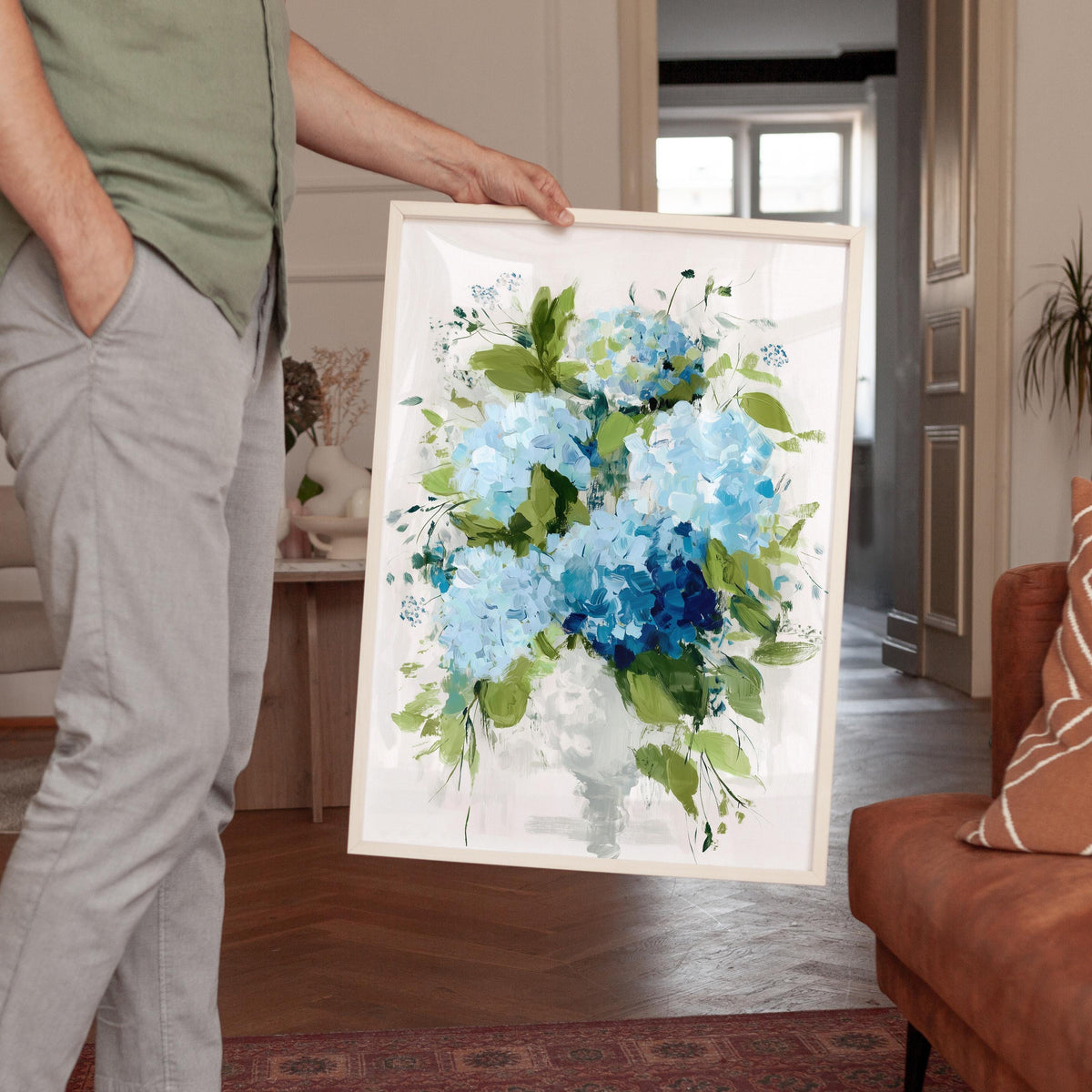 Hydrangea Wall Art Print, Botanical Flower Decor for Bedroom or Office