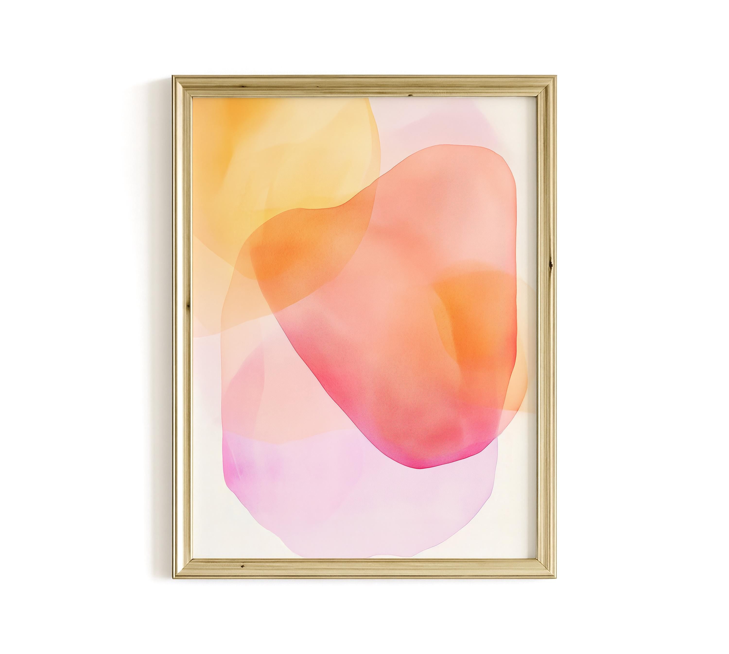 Peach Pink Abstract Wall Art, Soft Pastel Shape Print, Minimal Modern Decor